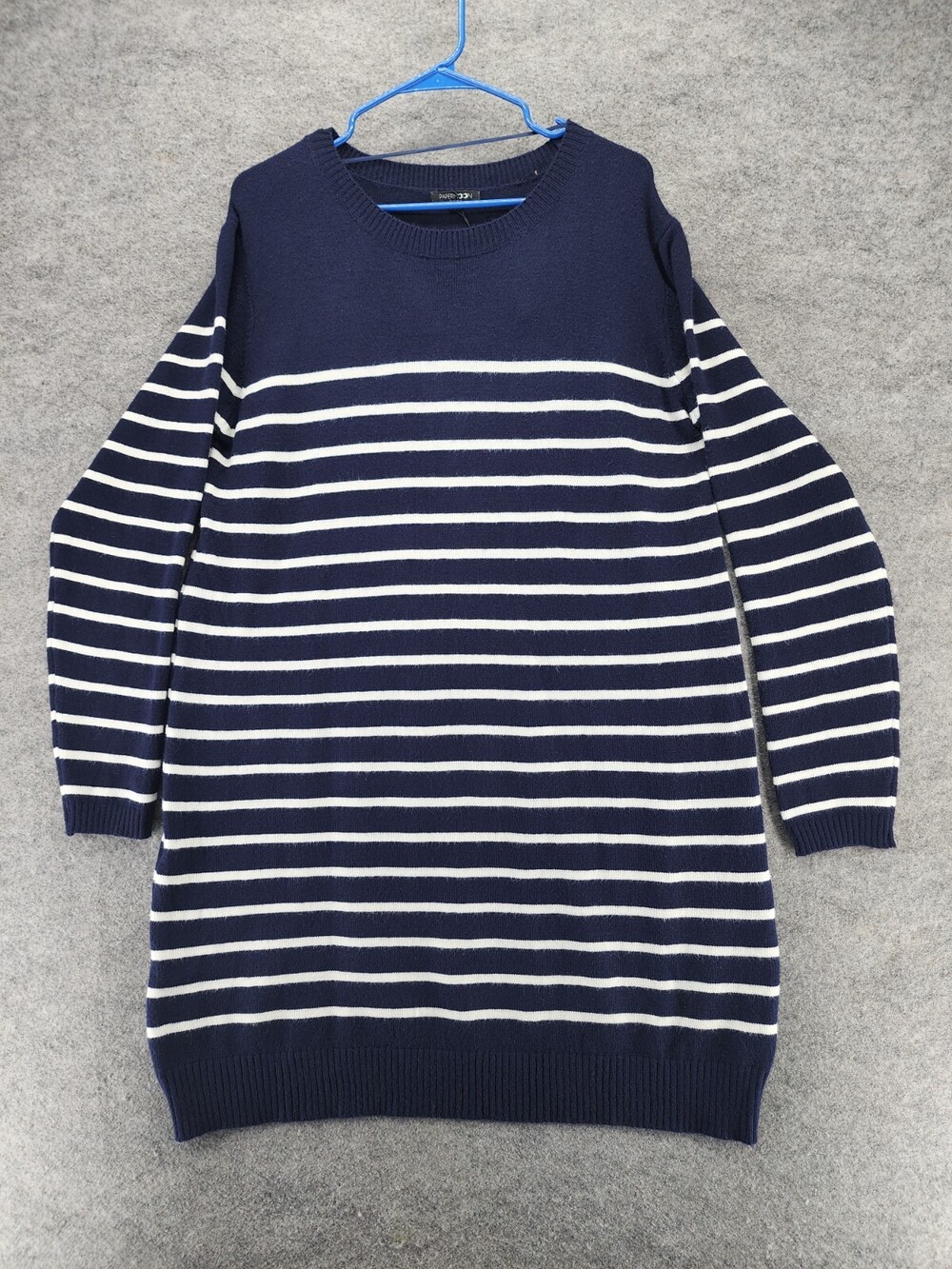 Papermoon Sweater Dress Womens Medium Long Sleeve Blue White Striped